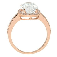 2. dijamant ovalnog reza s imitacijom prozirnog dijamanta od ružičastog zlata od 18 karata s umetcima prsten od 5,25