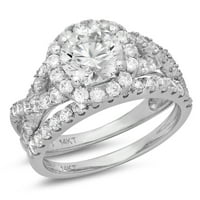 1. dijamant okruglog reza s imitacijom dijamanta od bijelog zlata od 14 karata s naglascima vjenčani set od 4,75 dolara