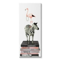Moda Flamingo Zebra Glam knjiga stog biser Slikarstvo platno umjetnički tisak