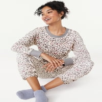 Ženski pidžama gornji dio i hlače od rastezljivog velura od 3 komada s čarapama veličine od 3 inča