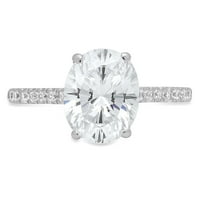 2. 14k sintetički Moissanite dijamant ovalnog reza u bijelom zlatu od bijelog zlata s umetcima prsten od 9,25