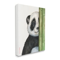_ Panda medvjed koji viri iza bambusa, nasmiješena Galerija slika životinja, omotano platno, tiskana zidna umjetnost, dizajn Georgea