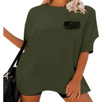 Ležerna majica za žene, majica kratkih rukava s kratkim rukavima, tunika, bluza, vojna zelena majica, majica, majica, majica, majica,