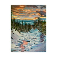 Zaštitni znak likovna umjetnost 'Snow Creek Sunrise' platno umjetnost Davida Lloyda Glovera