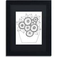 Zaštitni znak likovna umjetnost Cvijeće u loncu platno umjetnost Kcdoodleart crni mat, crni okvir
