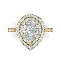 2. Dijamant u obliku kruške s imitacijom dijamanta od žutog zlata od 14 karata s umetcima veličina prstena 4,75