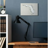 Stupell Industries Florida Home State Map Neutral Print Design Canvas Wall Art by Daphne Polselli