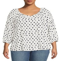 Como blu ženska plus size split podijeljeni vrat vrh