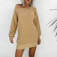 Ženska džemper haljina, Pleteni Dugi puloveri s ramena, ženski pulover od preko ramena