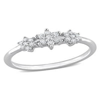 Miabella Ženska karat T.W. Dijamantni sterling srebrni trostruki cvijet obećanje prstena