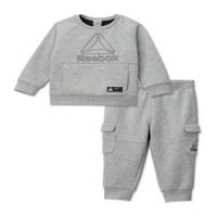 Reebok Baby Boy Crew Ekipe pulover i jogger hlače, odjeća, veličine 0 3- mjeseci