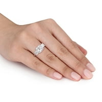 Miabella Ženska karat T.G.W. White izrezana osmerokuta stvorila je zaručnički prsten od 3-kamen
