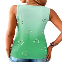 Ženski ljetni top, gradijentne Majice, Majice bez rukava, bluza običnog kroja, majica za odmor, Zelena, 2 inča