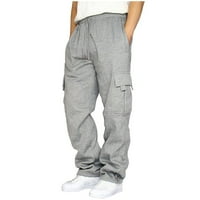 Muške teretne hlače Ležerne ravne hlače s elastičnim strukom, hlače za trčanje, zimske jednobojne sportske hlače širokog kroja na