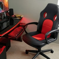 Vineego High Back Office stolica Fau kože trkačka stolica za igranje ergonomske podesive zakretne stolice, crvena