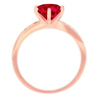 1. dijamant okruglog reza od 14k ružičastog zlata od ružičastog zlata s umetcima prsten od 8,5