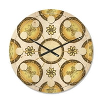Dizajnerski dizajn smeđi i zlatni uzorak s gradijentnim Vintage krugovima moderni drveni zidni sat sredinom stoljeća