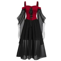Ženska haljina Plus Size s ramena za Noć vještica, mrežaste haljine s leptir rukavima Na vezanje, gotička Steampunk haljina za Noć