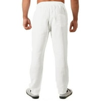 ;/ Muške joga hlače za plažu od pamuka i lana, ljetne Ležerne pripijene jogging hlače, lagane ulične hlače
