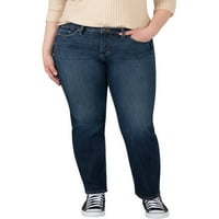 Silver Jeans Co. Ženska plus veličina najtraženija mid usred uzlaska traperice s ravnim nogama plus veličina