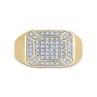 Muški 10k kvadratni dijamantni prsten od žutog zlata