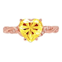 2. Dijamantni prsten od prirodnog Citrina u obliku srca od ružičastog zlata od 14 karata s umetcima od 6,75 inča