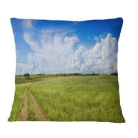 Cesta DesignArt u polju sa zelenom travom - jastuk za bacanje tiskanih krajolika - 18x18