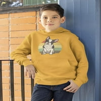 Majica s kapuljačom s francuskim buldogom za juniore u retro stilu-slika iz Hi, Little