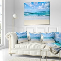Designart Serene Blue Tropska plaža - jastuk za bacanje morske obale - 18x18