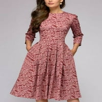 Proljetno-ljetna večernja ženska Vintage haljina od tunike A kroja s dugim rukavima s cvjetnim printom