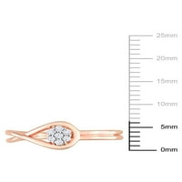 Ženski dijamantni naglašeni prsten od srebra od srebra s ružičastim rodijem od srebra