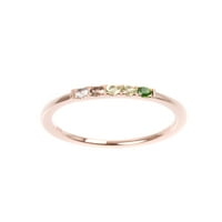 Sterling Silver 14K ružičasti zlato pozlaćeni Peridot & White Topaz slaganje prstena za rođenje