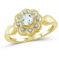 Akvamarin u karatu i bijeli dijamant naglašavaju srebrni prsten od 14k zlata