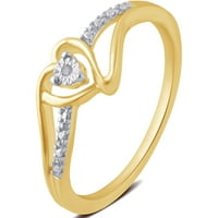 Dijamantni naglasak zlatnog tona srca modni prsten