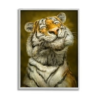 Stupell Industries Happy Tiger Smiješno slikanje velikih mačjih životinja, 30, dizajn Patrick Lamontagne
