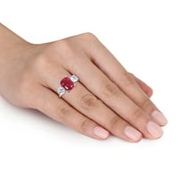 Miabella Women's 6-Carat T.G.W. Stvorio Ruby i stvorio T.G.W. Bijeli safir 10kt bijelo zlato 3-kamen prsten