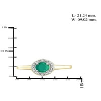 Carat T.G.W. Smaragdni i bijeli dijamantni naglasak 14kt zlato preko srebrnog prstena