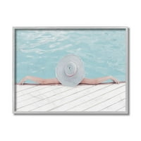 Stupell Industries Woman opuštajući bazen na bazenu ljetni oblik šešira Daphne Polselli, 16 20