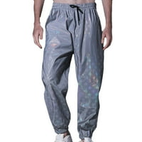 Muške muške sportske hlače Rasprodaja muške Ležerne rastezljive reflektirajuće hlače s modnim printom na vezanje hip hop fluorescentne