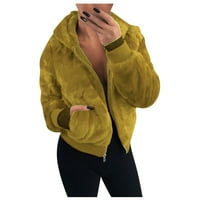 Modni Ženski kardigan Ležerne jakne s kapuljačom s kapuljačom s kapuljačom jednobojni plišani kaput dugih rukava kardigan džemperi