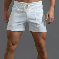 Muške ljetne Vintage kratke muške ljetne jednobojne hlače s velikim džepovima, džep na vezanje, široke Ležerne sportske ravne kratke