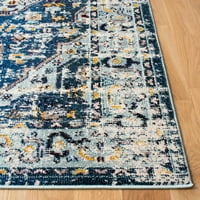 Vintage tradicionalni tepih za trčanje, 2' 8', Mornarsko plava, svijetloplava
