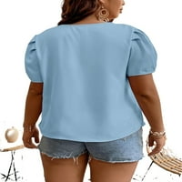 Ženski casual jednobojni gornji dio s prašnjavim plavim izrezima, bluze Plus veličine 1 inča