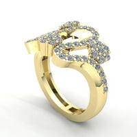 0,75 karata Okrugli dijamantni rez ženski vjenčani prsten s valovitim cvijetom za obljetnicu u čvrstom ružičastom, bijelom ili žutom