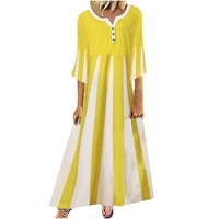 Ležerne haljine za žene, sunčana haljina s okruglim vratom S cvjetnim kratkim rukavima u žutoj boji;