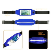 Trčanje sportskog pojasa za iPhone 6s ili uređaj s dva džepa i LED u plavoj boji