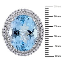 Miabella ženska karat ovalna rezana nebo plava topaz karat dijamant 14kt bijelo zlato koktel prsten
