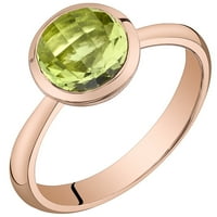 Oravo ct okrugli oblik Zeleni peridot pasijan prsten u 14K ružičastom zlatu