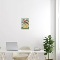 Ležerni vrtni buket s vretencem, botanička i cvjetna grafika, umjetnički tisak u bijelom okviru, zidna umjetnost