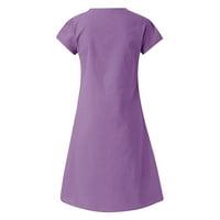 Plus-Size Ženska haljina u prodaji za manje od 5 dolara, modna ženska labava ljetna haljina od pamuka i lana u boji S izrezom u obliku